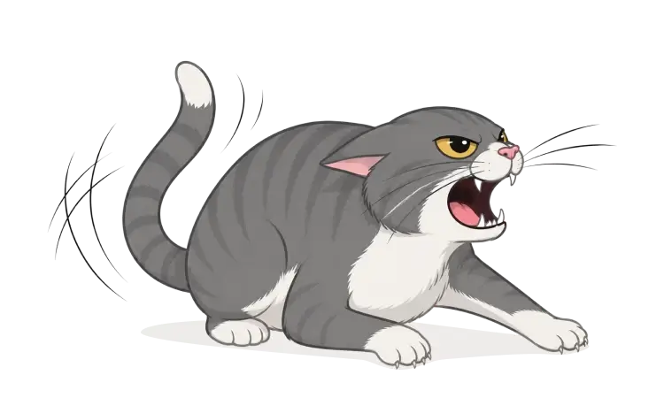 An angry or very unhappy cat