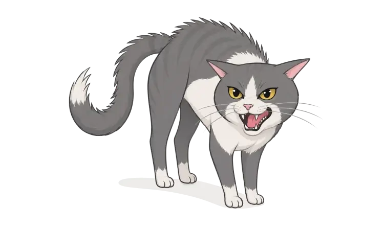 An angry or very unhappy cat