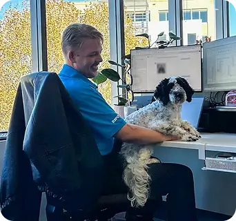 A dog at work