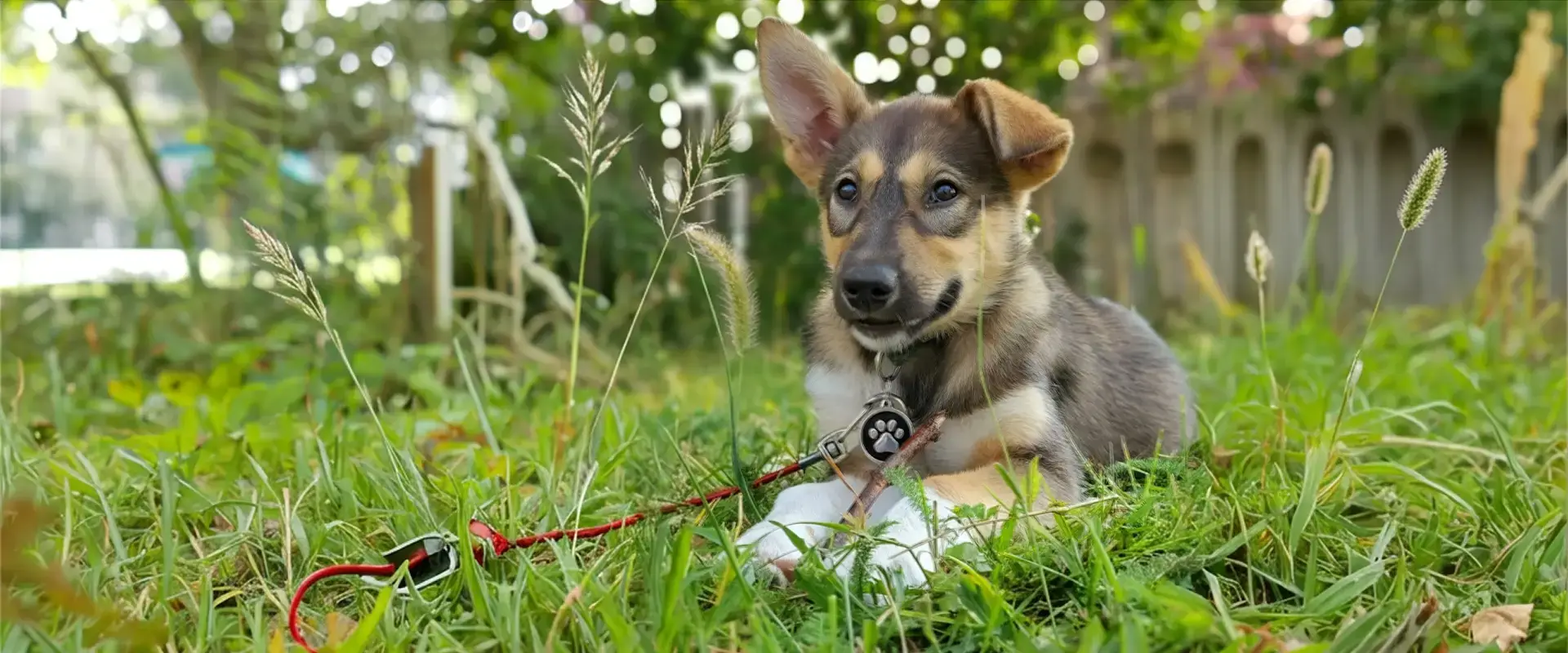 A dog outside on the grass
